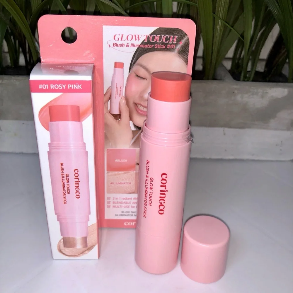 BNIB Coringco Kbeauty Glow Touch Blush & Illuminator Stick - Rosy Pink - Picture 4 of 12